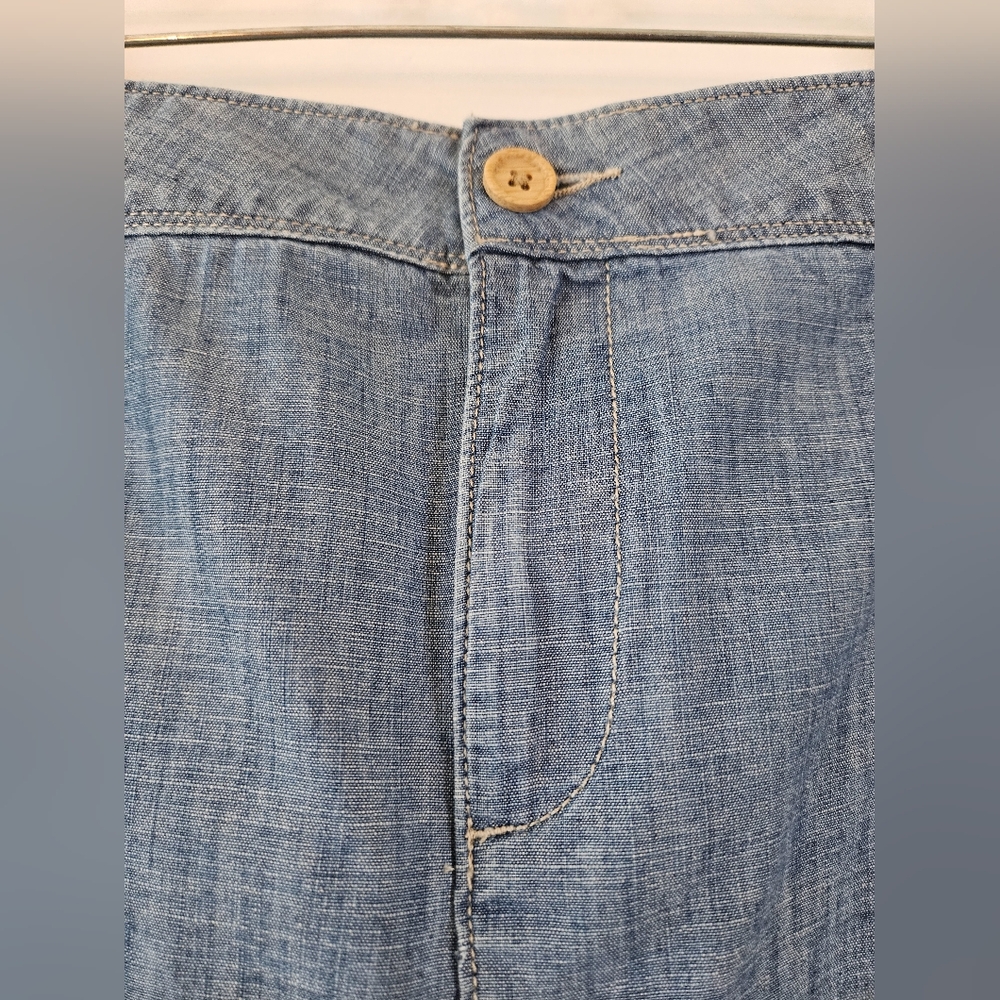 LOFT Denim Blue Mini Skirt with Button Accents - Picture 5 of 11